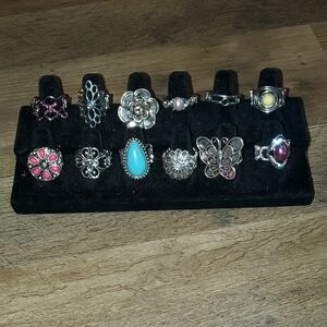 Elegant Silver and Turquoise Ring Set